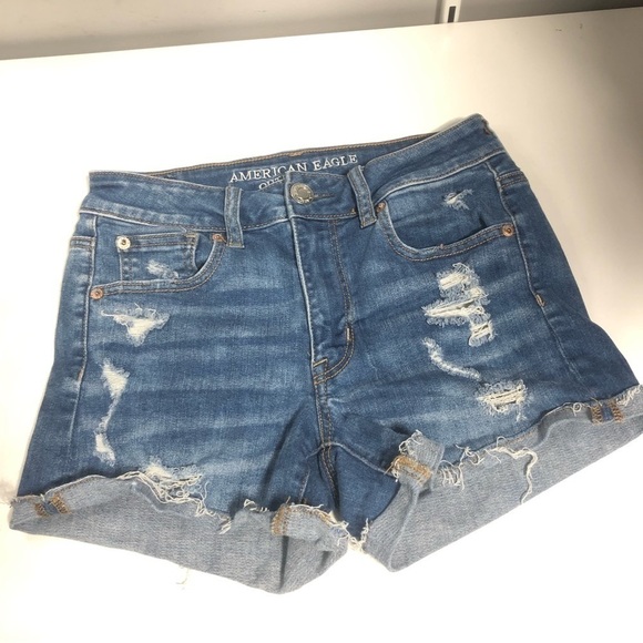 AMERICAN Eagle Hi-Rise Distressed Jean Shorts, size 4 - Picture 2 of 10